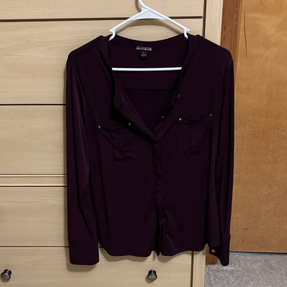 Dana Buchman Deep Purple Button Down Shirt